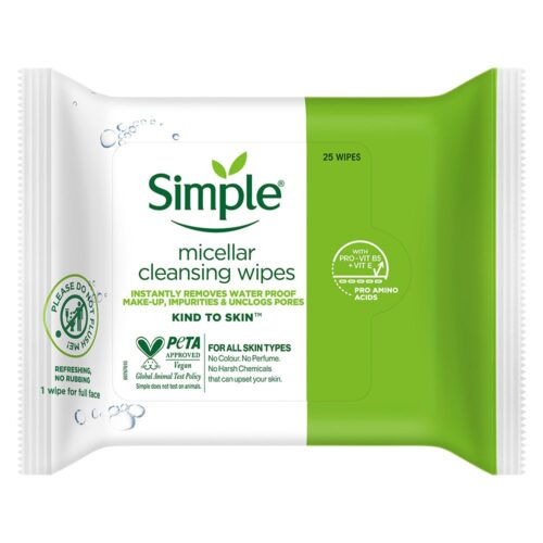 SIMPLE CLEANSING FACIAL WIPES 25 PCS WHITE: